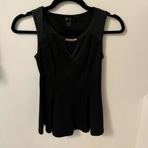 BCX Black Sleeveless Top with Gold Detail